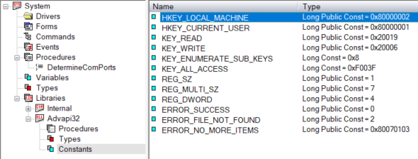 Registry Constants